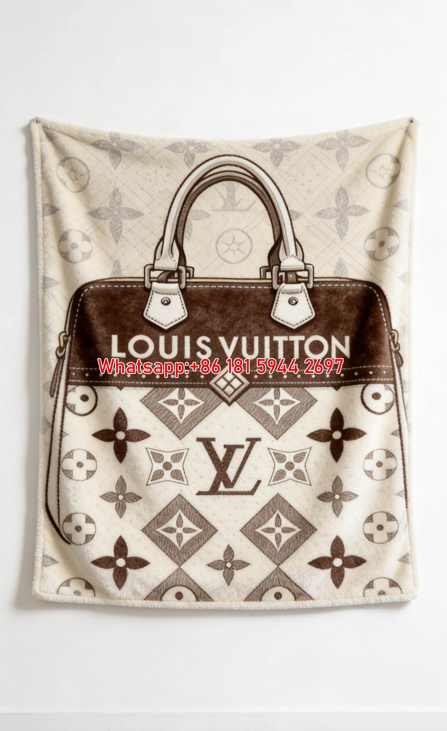 Classic Monogram LV Flannel Throw Blanket 412